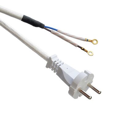 10A/250V PSE 2Pin 플러그 전원 케이블 4.8mm 터미널 흰색 SNI 장수 산소 없는 배열 된 구리