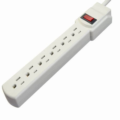 Beige 6 Outlet North American Standard Electric Extension Sockets Power Strip Socket 14AWG Cable 3FT for Home Appliances