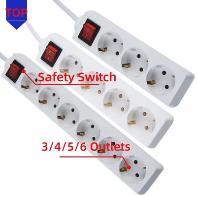 CE 인증 EU 확장 소켓 전원 스트립 3x1.5mm 케이블과 스위치 와이파이 표준 EU 1 미터 케이블과 스위치가 없습니다