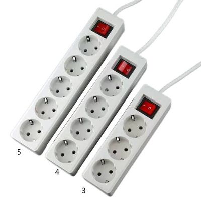 EU 표준 3 차원 확장 전원 스트립 스위치 3x1.5mm2 케이블 1 미터 사용자 정의 소켓 가이드 표준 가이드