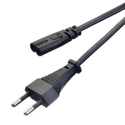 상업용 직선 2.5A 2 핀 플러그 전원 케이블 IEC60320 C7 커넥터 VDE 전원 케이블과 함께 블랙 케일 플러그