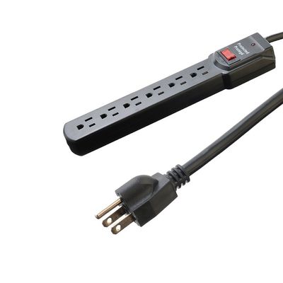 Male End Type NEMA 5-15P ETL15A/125V 6 Outlet Electric Extension Socket Power Strip Surge Protector for Home Appliances