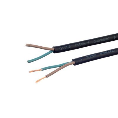 VDE 표준 H05rr f 고무 전력 케이블 2x0.75 가전용 전자기기 -5C ~ 70C 2C X0.75MM2 정상 섹션