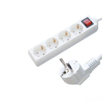 EU 인증 H05VV-F 3x1.5mm2 4 출구 전원 스트립 스위치 Eu 플러그 16A와 함께 소켓 확장 케이블