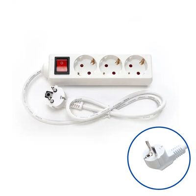 EU 인증 H05VV-F 3x1.5mm2 4 출구 전원 스트립 스위치 Eu 플러그 16A와 함께 소켓 확장 케이블