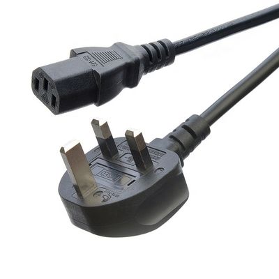 검은색/자격화 된 AC 플러그 IEC60320 C13 C5 3 핀 전원 코드로 영국 BS 표준 10A-16A 등급 전류 공급 전력 케이블