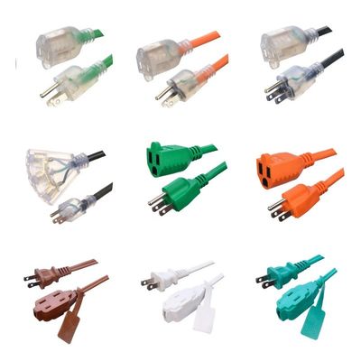 AC Power Cord ETL Medium / Heavy Duty SJTW 8/10/12 AWG NEMA Outdoor Orange Extension Cord Weather-Resistant Garden Patio US Plug Standard