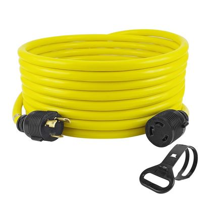 30Amp 3750 와트 25 피트 중량 NEMA L6-30P/6-30R 3 톱니 10 가이즈 발전기 잠금 연장 케이블 와이어 조직기