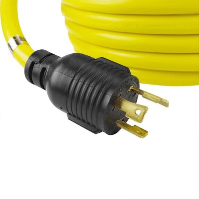 30Amp 3750 와트 25 피트 중량 NEMA L6-30P/6-30R 3 톱니 10 가이즈 발전기 잠금 연장 케이블 와이어 조직기