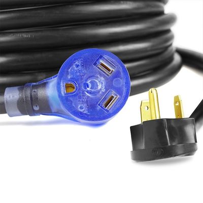 30Amp 중량 RV 확장 케이블 10 AWG ETL 50ft TT-30P에서 TT-30R로 나열된 LED 표시기와 쉬운 해제 디자인