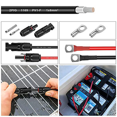 태양 에너지 시스템 MH4 태양 전지 패널 PV 크림 1CX2.5MM2 DC H1Z2Z2-K 1500V PV 케이블 절단기와 고립 케이블