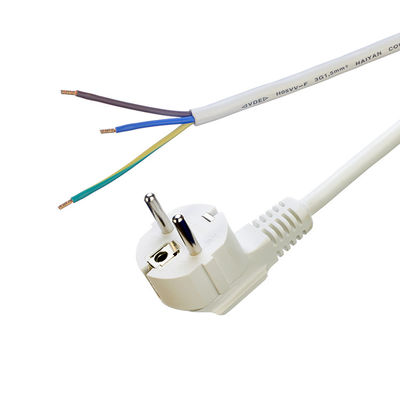 유로 표준 VDE 전원 케이블 Cee7/7 터미널을 벗은 플러그 끝 16A/250V H05vv-f PVC 유연 케이블 상업용