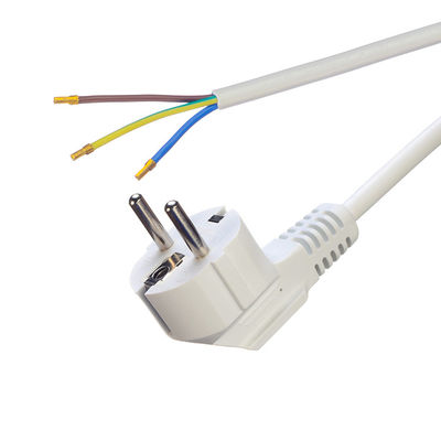 유로 표준 VDE 전원 케이블 Cee7/7 터미널을 벗은 플러그 끝 16A/250V H05vv-f PVC 유연 케이블 상업용