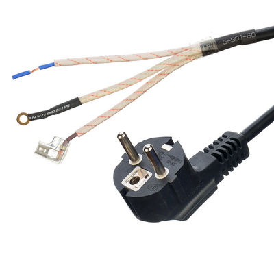 유로 표준 VDE 전원 케이블 Cee7/7 터미널을 벗은 플러그 끝 16A/250V H05vv-f PVC 유연 케이블 상업용