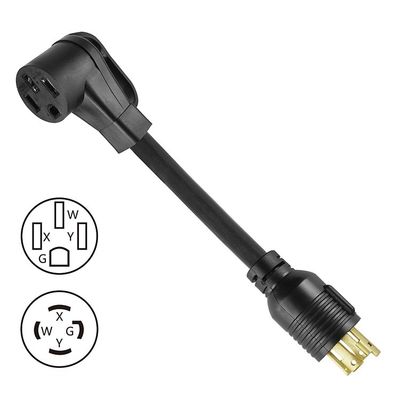 블루 4 프롱 50 ~ 30 Amp NEMA L14-30P EV 캠퍼를위한 NEMA 14-50R 여성 RV 발전기 어댑터 코드에 남성 플러그를 잠그고