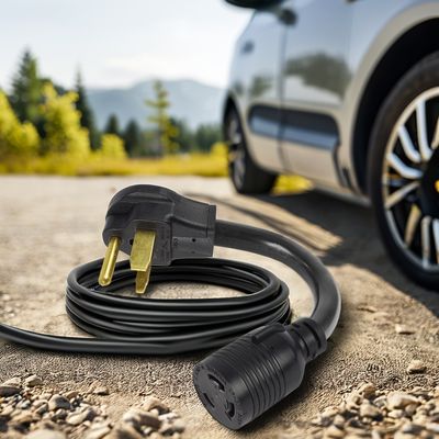 블루 4 프롱 50 ~ 30 Amp NEMA L14-30P EV 캠퍼를위한 NEMA 14-50R 여성 RV 발전기 어댑터 코드에 남성 플러그를 잠그고