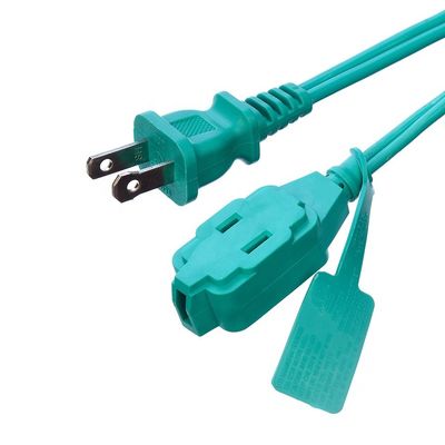 녹색 PVC 재킷 재료 SPT-2 14/2 AWG 6FT/12FT 2 프론그 전원 스트립 및 안전 캡 커버