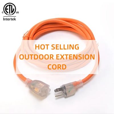15 FT 12/3 가이즈 LED 조명 끝 SJTW 15 Amp/125V/1875W 오렌지 외조끼 실내 / 실외용 중량 전원 케이블