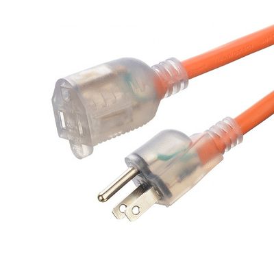 15 FT 12/3 가이즈 LED 조명 끝 SJTW 15 Amp/125V/1875W 오렌지 외조끼 실내 / 실외용 중량 전원 케이블